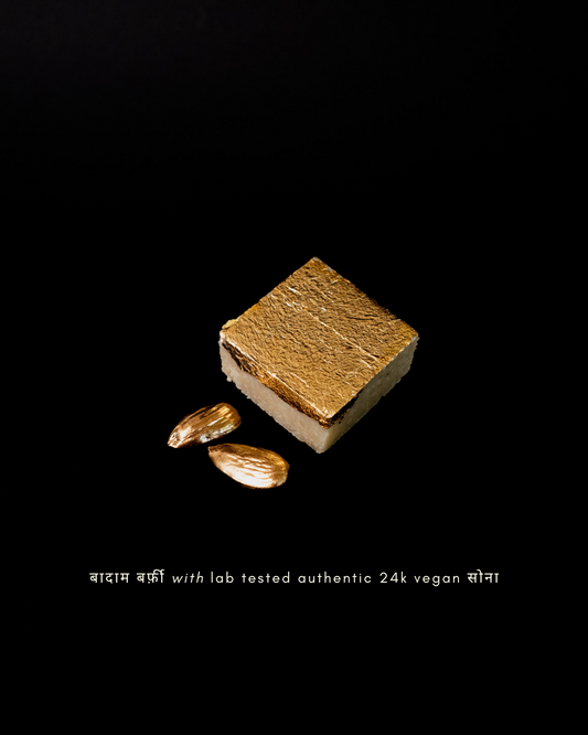 Badam barfi with 24k gold leaf - Box of 6